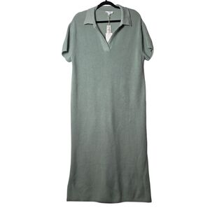 Haven Well Within Organic Cotton Knit Polo Dress Sage Green Size XL NWT
